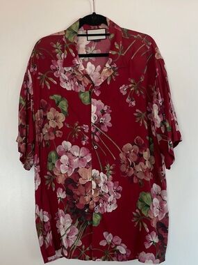 Gucci Blooms Red Floral Button-Down Men’s Shirt